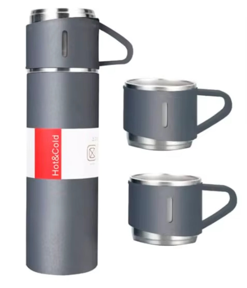 Garrafa Térmica 500Ml Com Xícara Café Chá a Vácuo Inox Com 3 Xícaras Vacuum Flask Set 500Ml Várias Cores Embalagem Presente