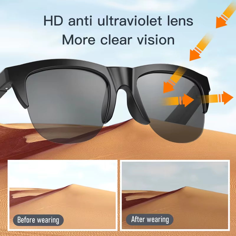 F Series Fone Ouvido Bluetooth Lenses Man Water Proof Smartglass Stereo Connected Bezel Smartglasses Polarized Men'S Sunglasses